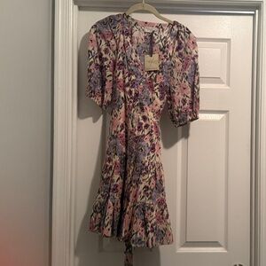 Dress Forum Floral Mini Dress in Pink and Lavender